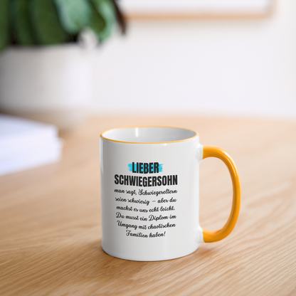 Tasse "Lieber Schwiegersohn" - Weiß/Gelb