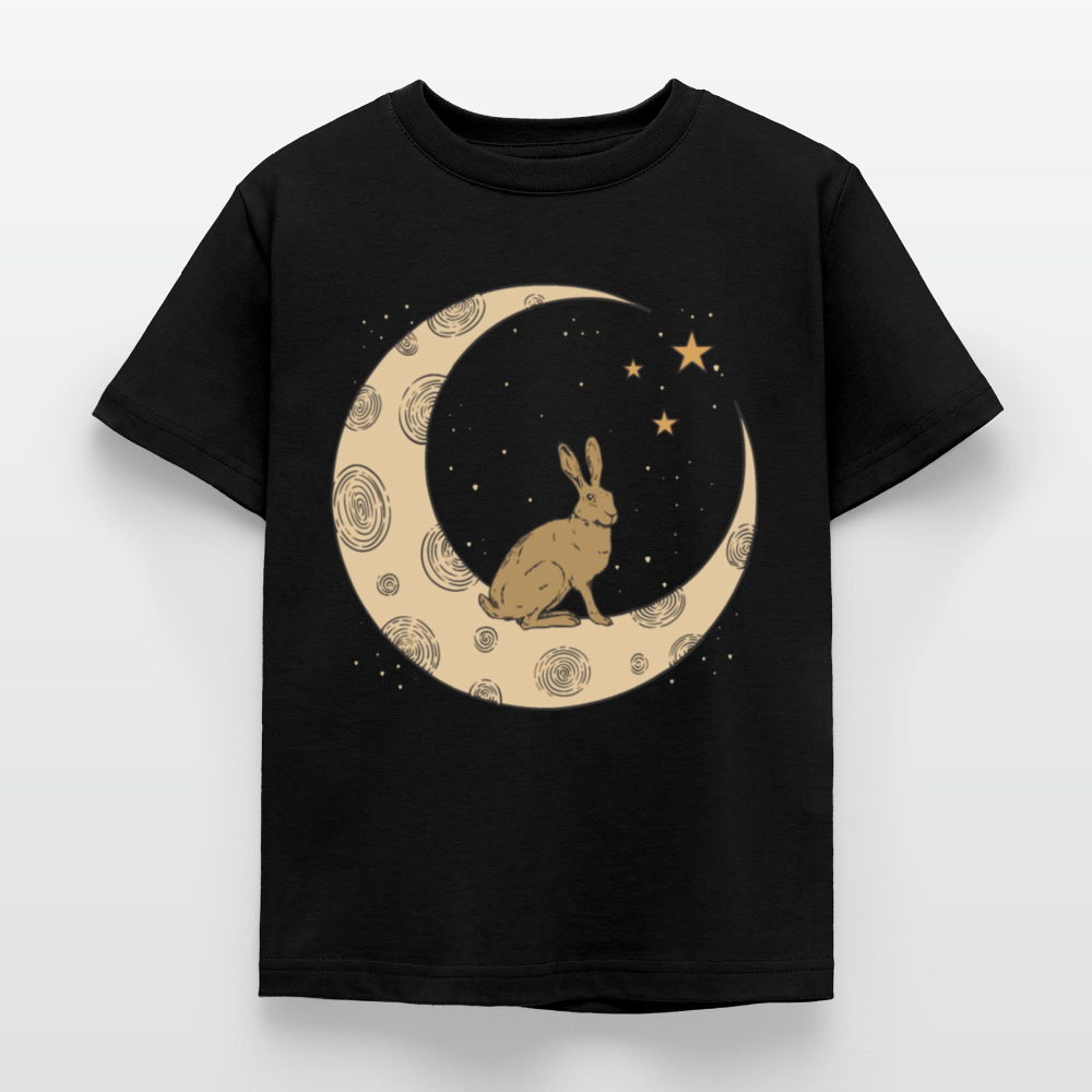 Kinder T-Shirt "Hase auf dem Mond" - Schwarz