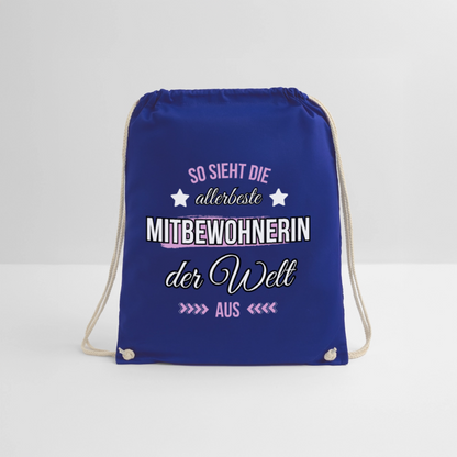 Turnbeutel "So sieht die allerbeste Mitbewohnerin der Welt aus" - Königsblau