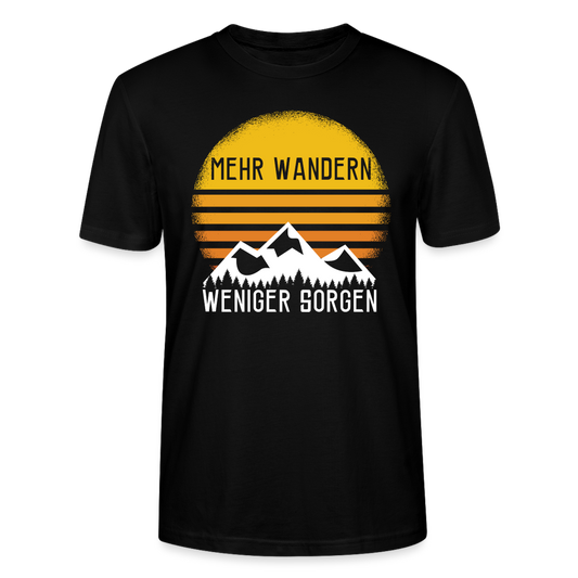 Männer Bio T-Shirt "Mehr wandern - weniger Sorgen" - Schwarz