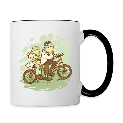 Tasse "Fahrrad Frösche" - Weiß/Schwarz