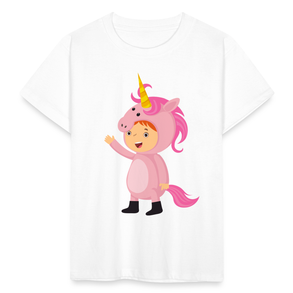 Kinder T-Shirt "Kind mit Einhorn Kostüm" - Weiß