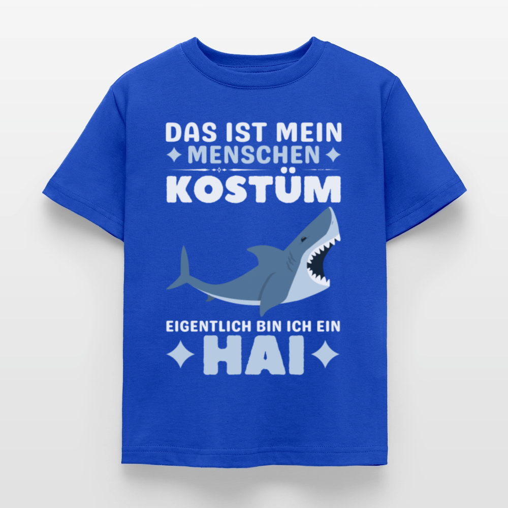 Kinder T-Shirt "Das ist mein Menschen Kostüm, eigentlich bin ich ein Hai" - Royalblau