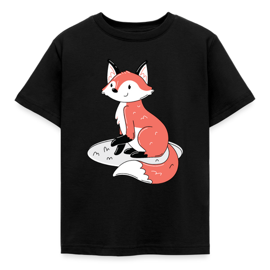 Kinder T-Shirt "Putziger Fuchs" - Schwarz