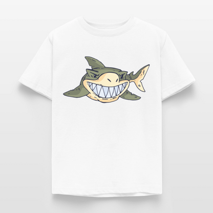 Kinder T-Shirt "Grüner Hai" - Weiß
