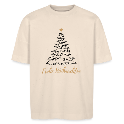 Oversize Bio-T-Shirt "Frohe Weihnachten" (Weihnachtsbaum mit Stern) - Naturweiß