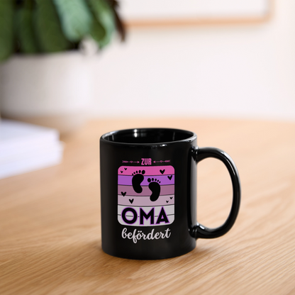 Tasse "Zur Oma befördert" - Schwarz