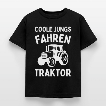 Kinder T-Shirt "Coole Jungs fahren Traktor" - Schwarz