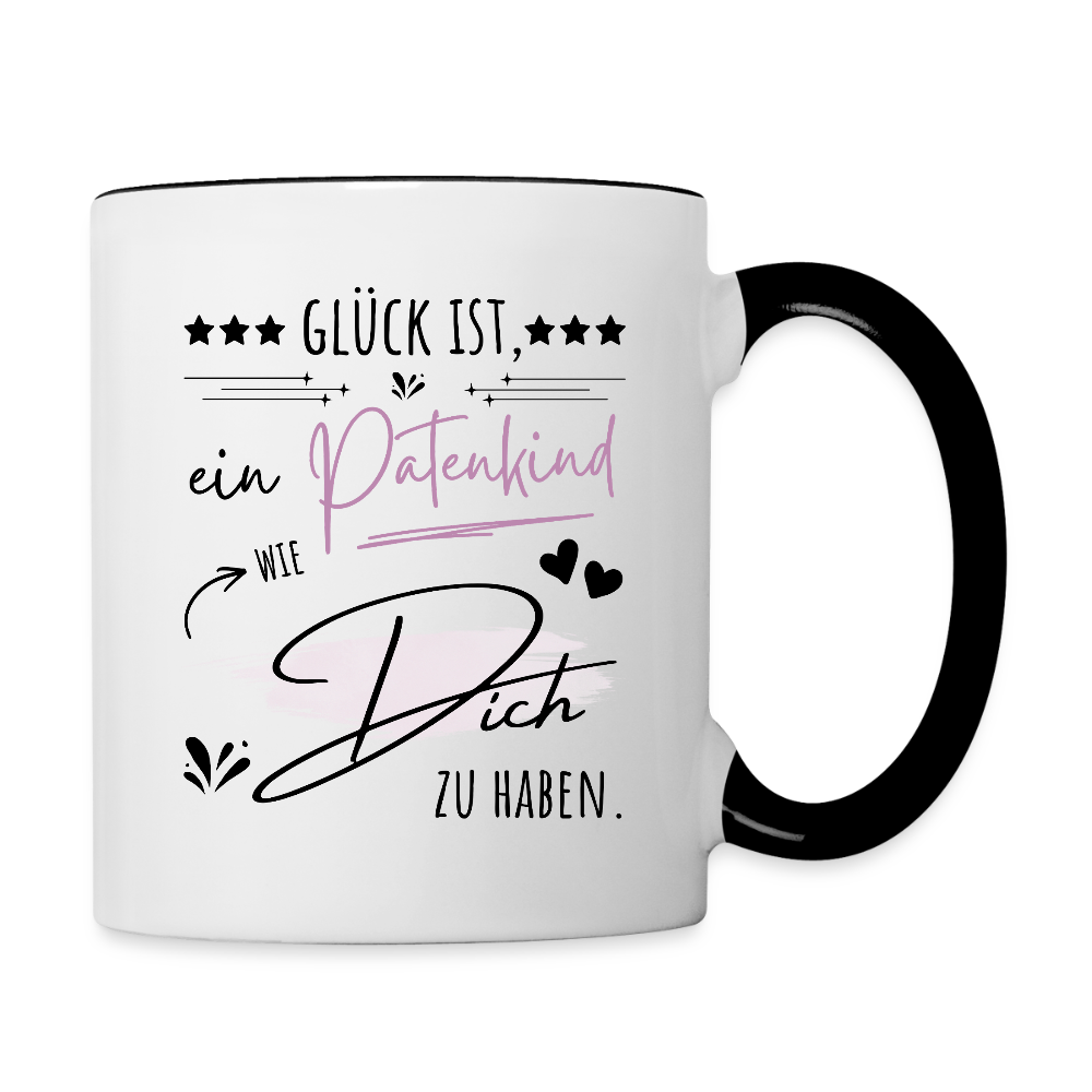 Tasse "Glück ist, ein Patenkind wie dich zu haben" - Weiß/Schwarz