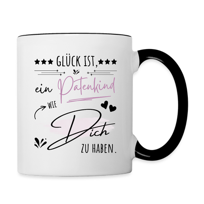 Tasse "Glück ist, ein Patenkind wie dich zu haben" - Weiß/Schwarz