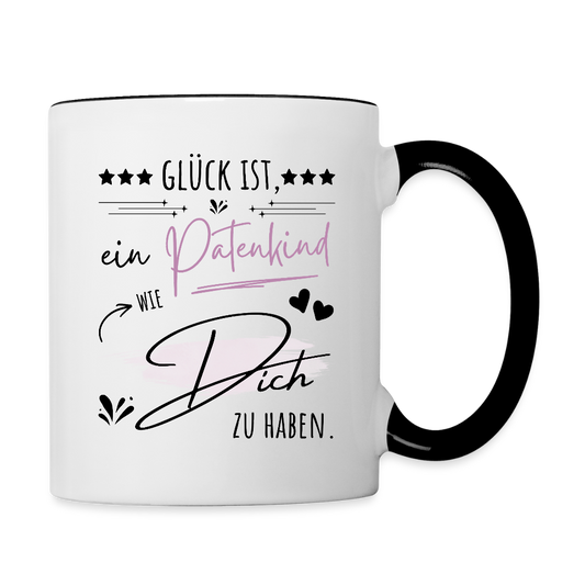 Tasse "Glück ist, ein Patenkind wie dich zu haben" - Weiß/Schwarz