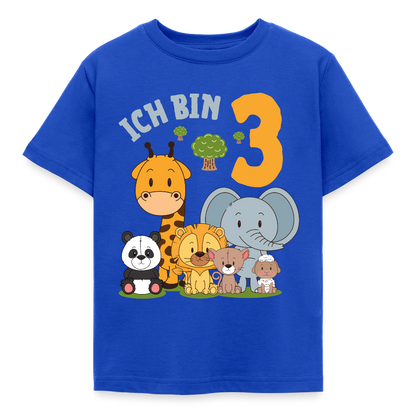 Kinder T-Shirt "Ich bin 3" (Niedliches Tiermotiv) - Royalblau
