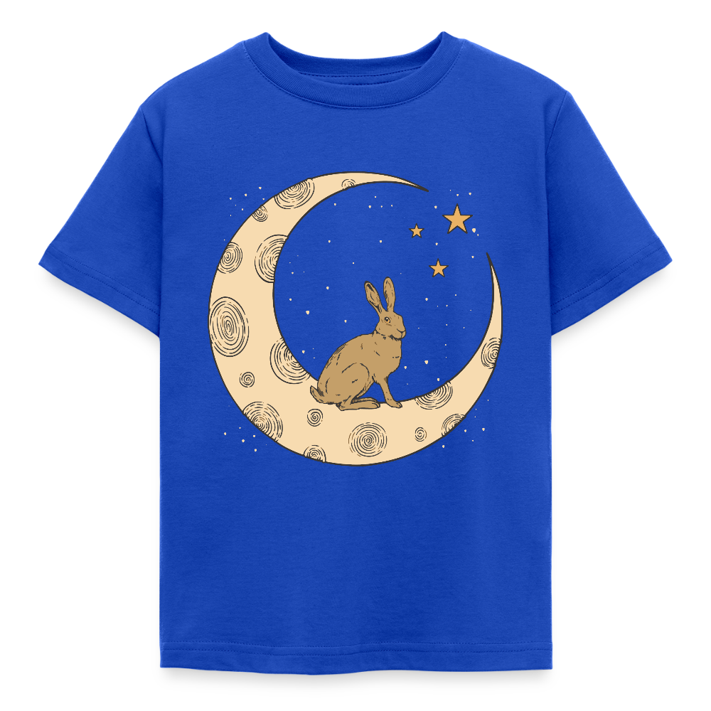Kinder T-Shirt "Hase auf dem Mond" - Royalblau