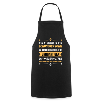 Kochschürze "Stolzer Schwiegersohn einer ungeheuer großartigen Schwiegermutter" - Schwarz