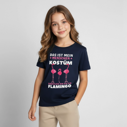 Kinder T-Shirt "Das ist mein Menschen Kostüm, eigentlich bin ich ein Flamingo" - Navy
