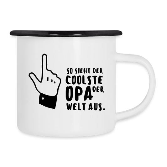 Emaille-Tasse "Coolste Opa der Welt" - Weiß/Schwarz