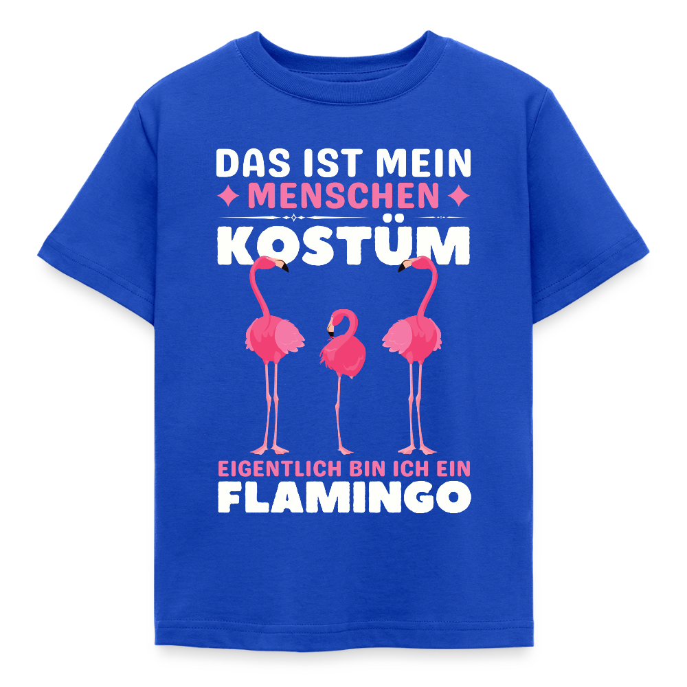 Kinder T-Shirt "Das ist mein Menschen Kostüm, eigentlich bin ich ein Flamingo" - Royalblau