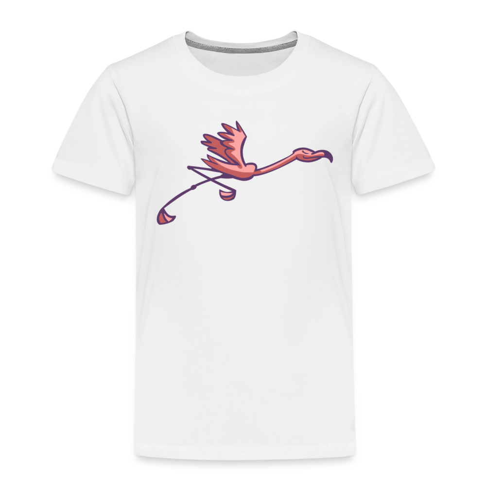 Kinder Premium T-Shirt "Rennender Flamingo" - Weiß