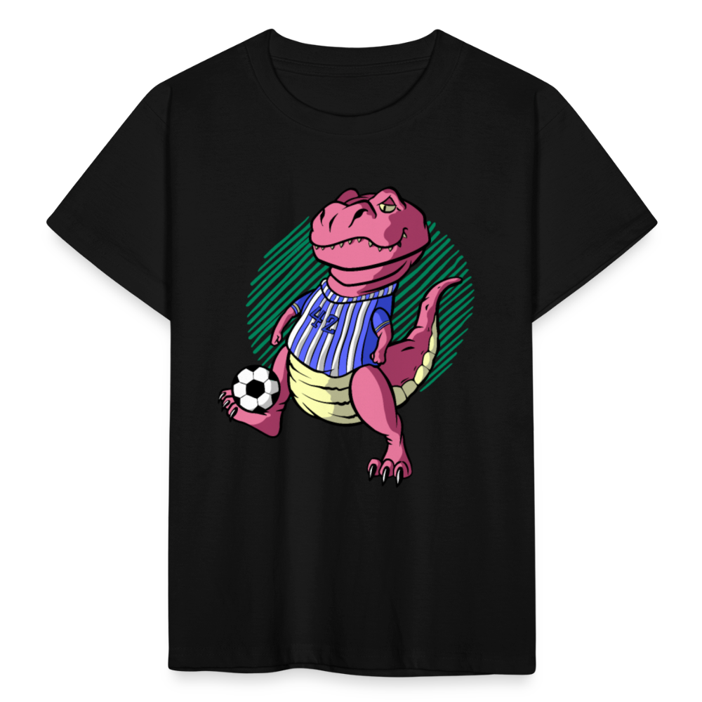 Kinder T-Shirt "Fußball-Dinosaurier" - Schwarz