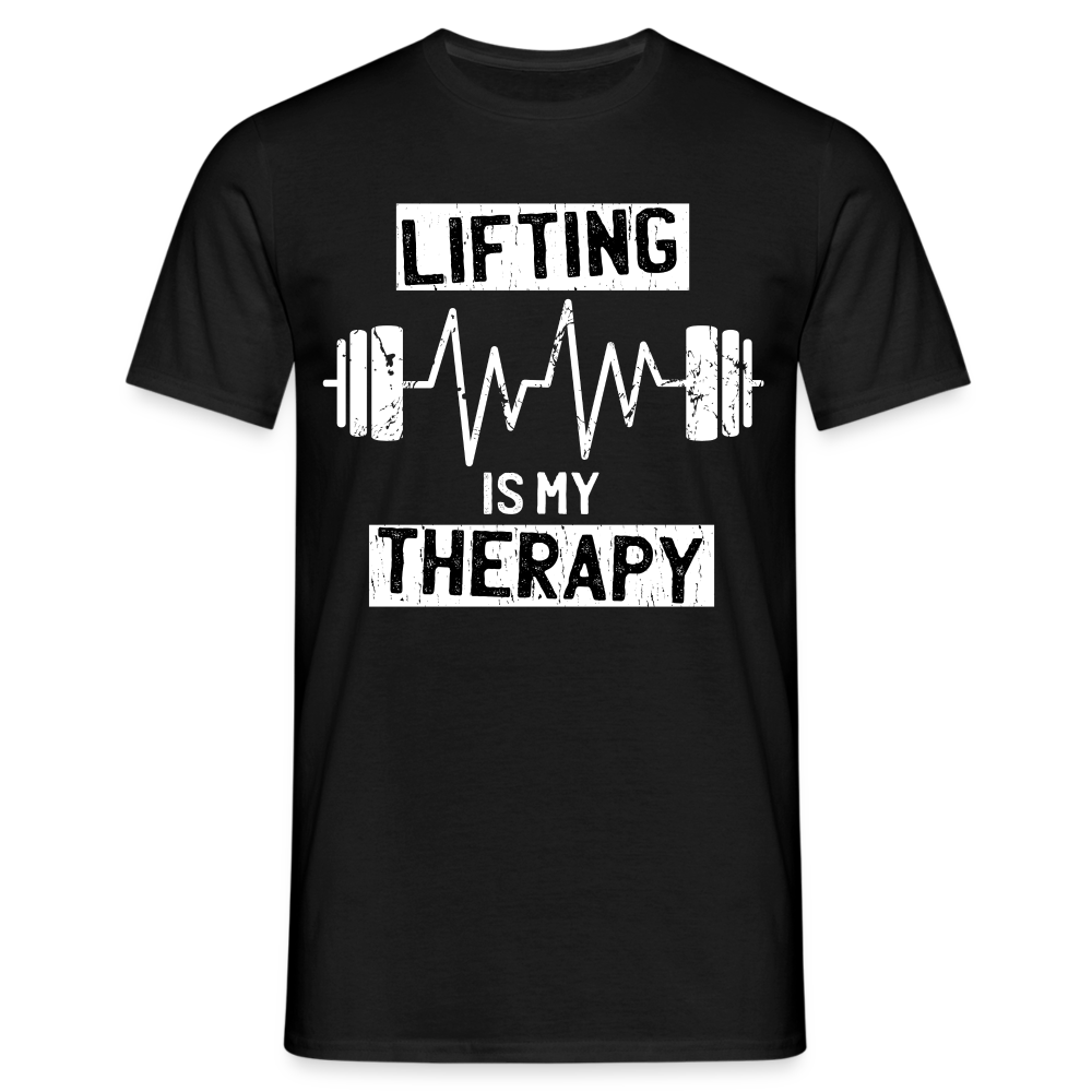 Männer T-Shirt "Lifting is my therapy" - Schwarz