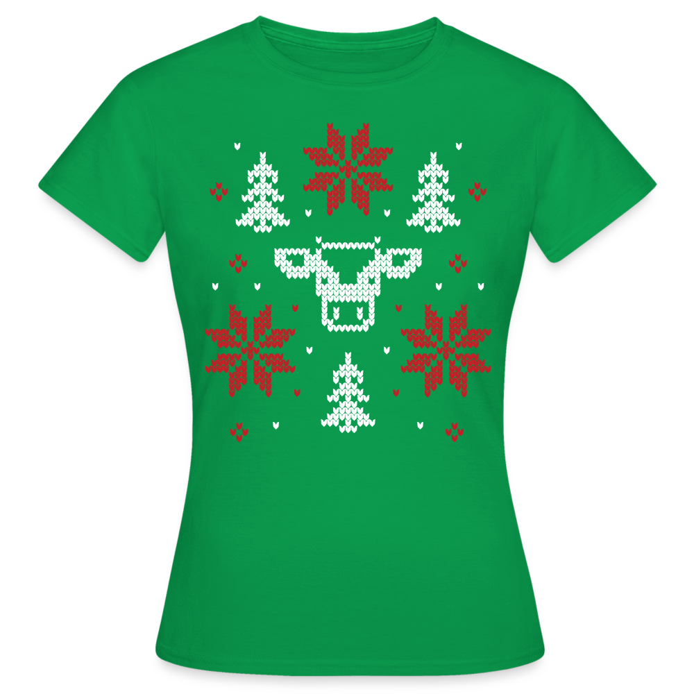 Frauen T-Shirt "Kuh Weihnachtsmotiv" - Kelly Green