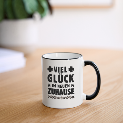 Tasse "Viel Glück im neuen Zuhause" - Weiß/Schwarz