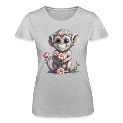 Frauen T-Shirt "Glücklicher Affe" - Grau meliert