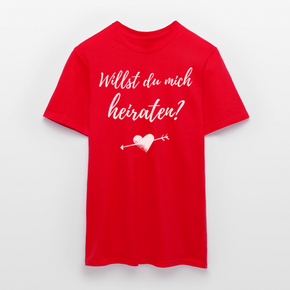 Männer T-Shirt "Willst du mich heiraten?" (Herz mit Pfeil) - Rot