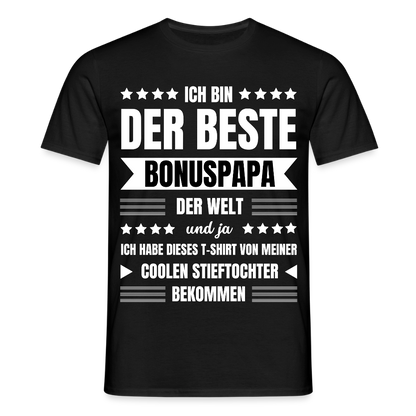 Männer T-Shirt "Ich bin der beste Bonuspapa" (von cooler Stieftochter) - Schwarz