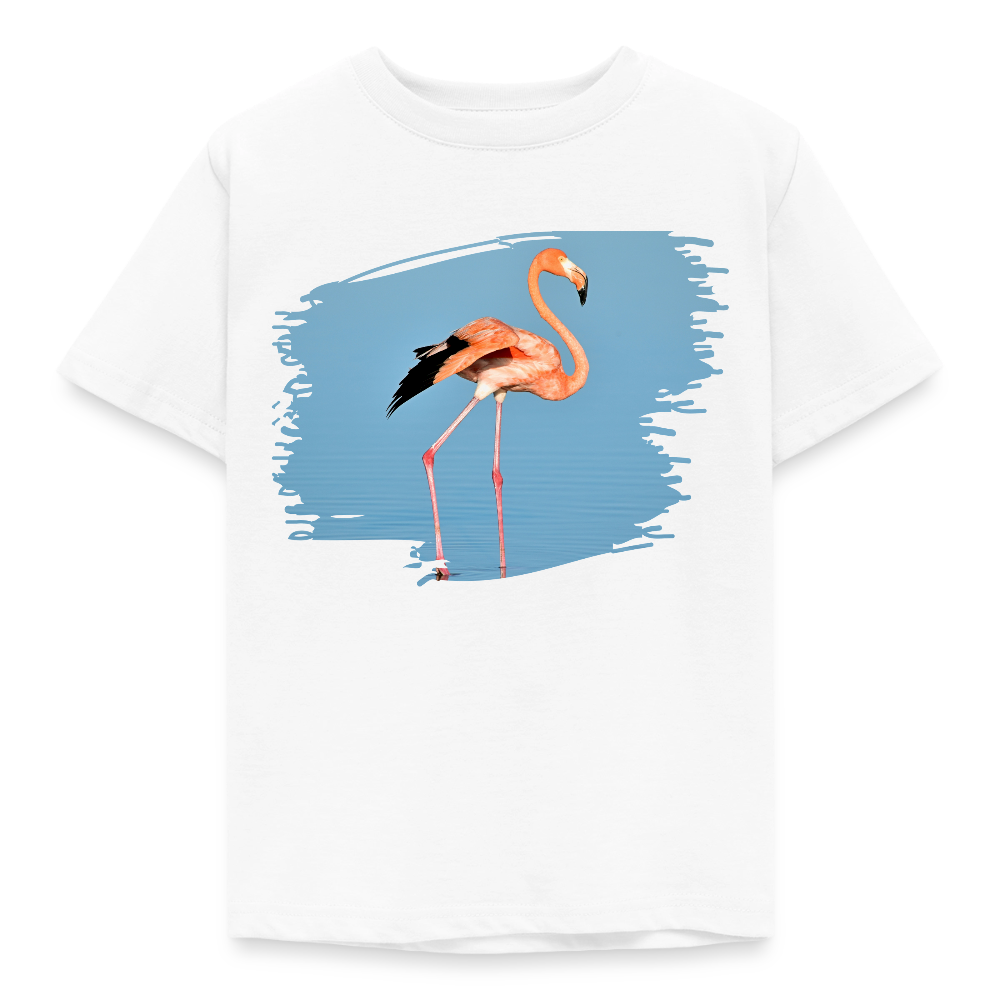 Kinder T-Shirt "Realistischer Flamingo im Meer" - Weiß