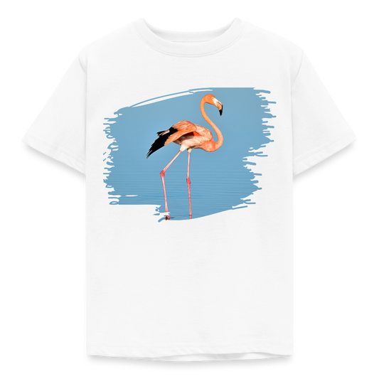 Kinder T-Shirt "Realistischer Flamingo im Meer" - Weiß