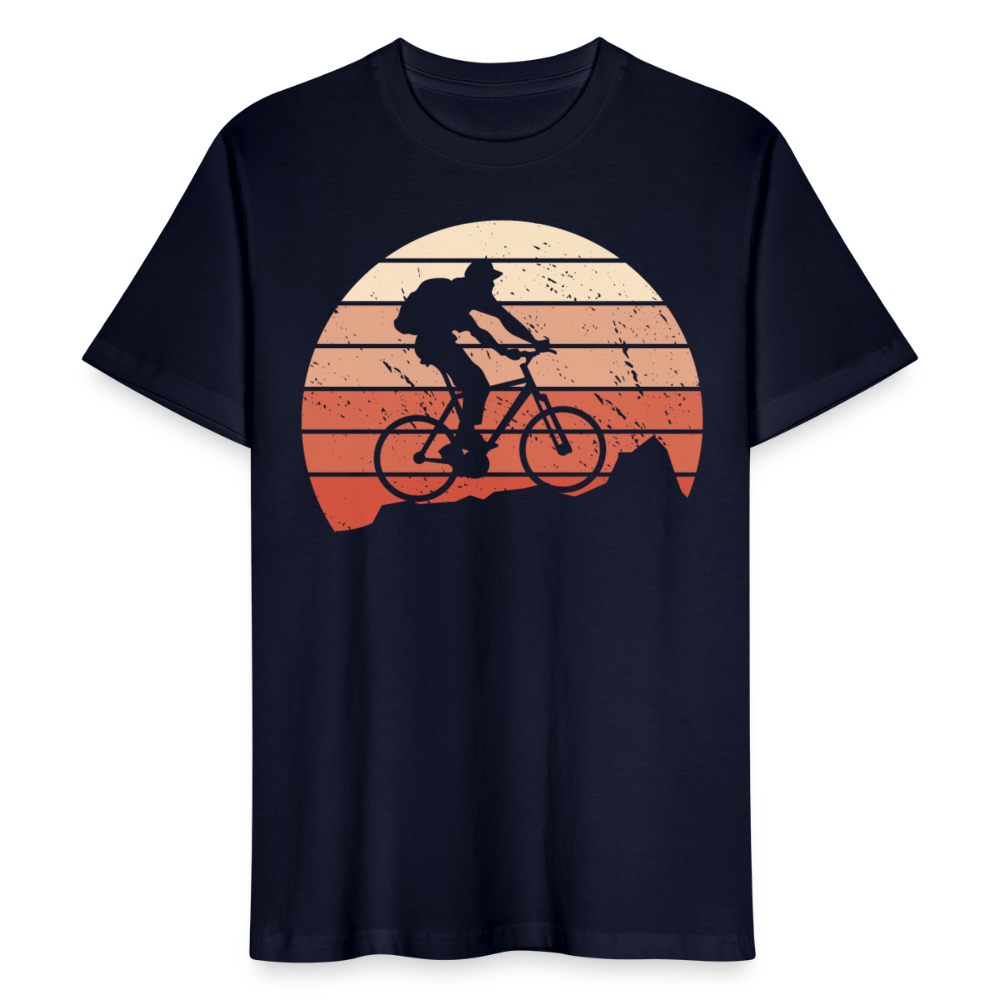 Männer Bio-T-Shirt "Fahrradfahrer mit Rucksack" - Navy