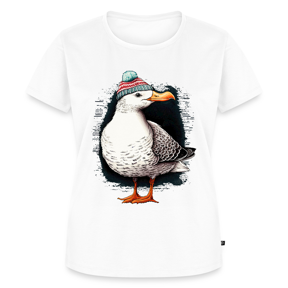 Frauen Bio T-Shirt "Möwe mit Mütze" - Weiß