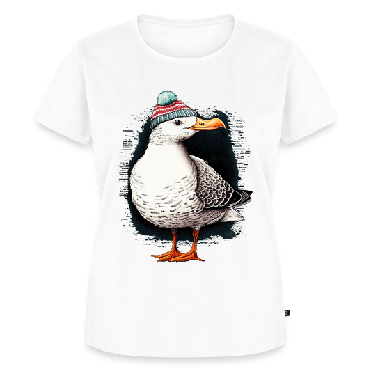 Frauen Bio T-Shirt "Möwe mit Mütze" - Weiß