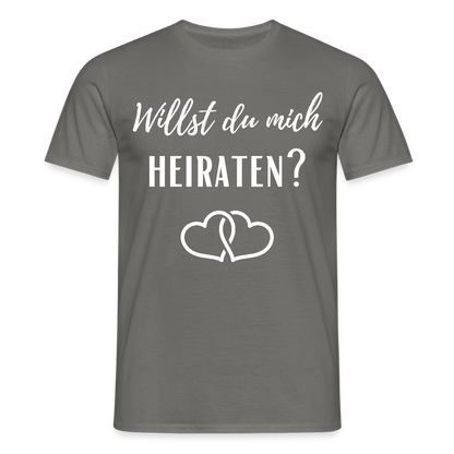Männer T-Shirt "Willst du mich heiraten?" (2 Herzen) - Graphit