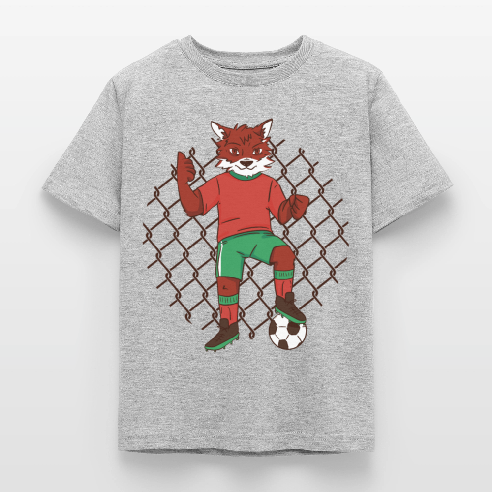 Kinder T-Shirt "Fuchs als Fußballer" - Grau meliert