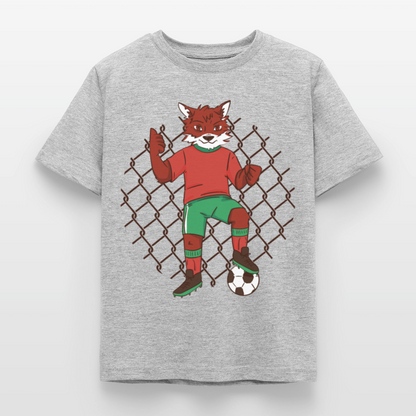 Kinder T-Shirt "Fuchs als Fußballer" - Grau meliert