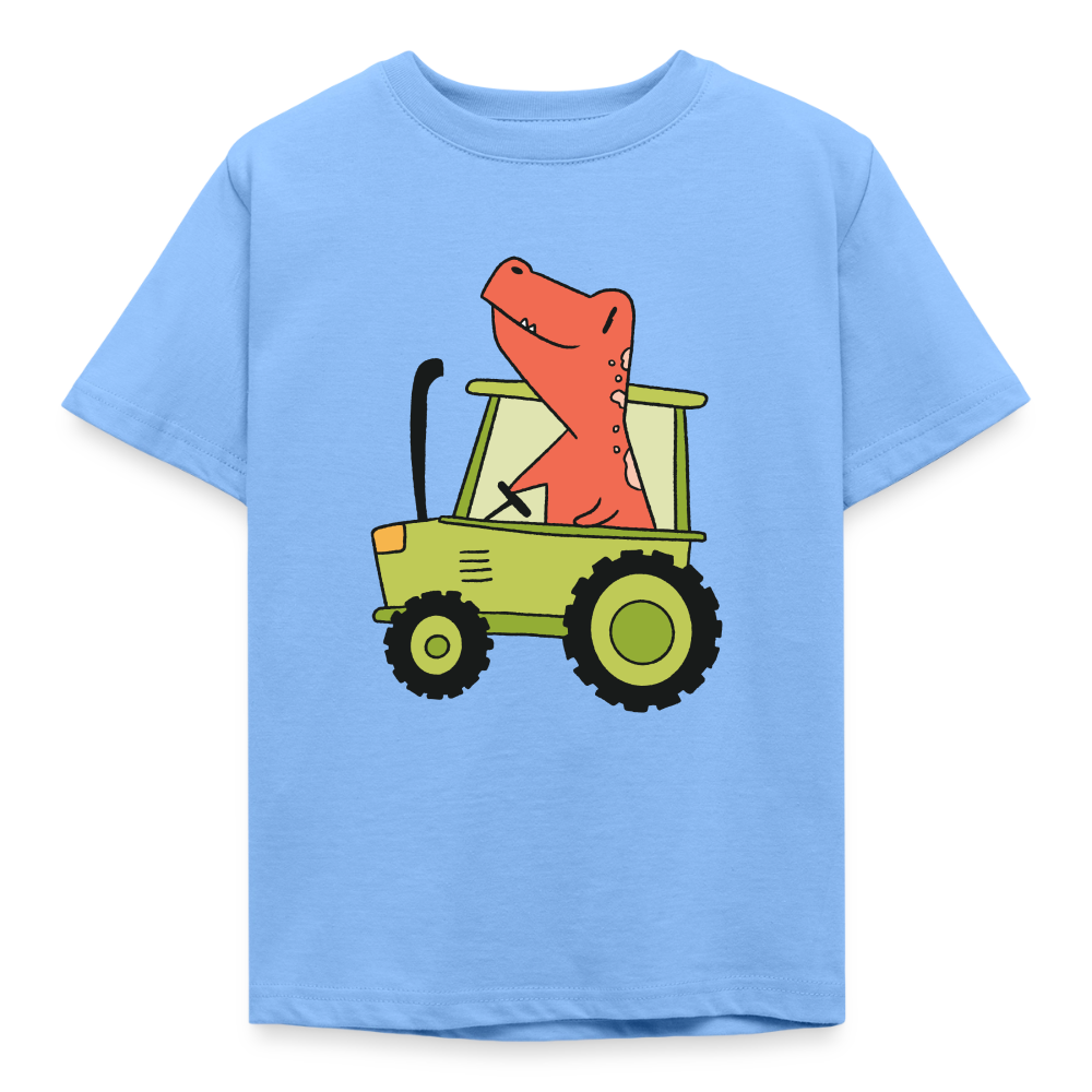 Kinder T-Shirt "Dinosaurier mit Traktor" - Himmelblau