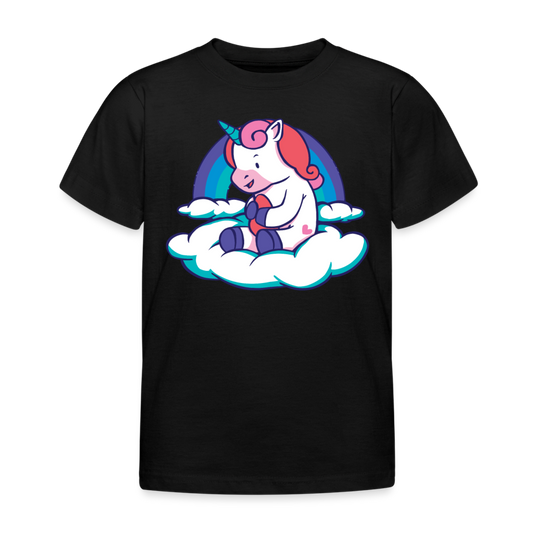 Kinder T-Shirt "Baby-Einhorn auf Wolken" - Schwarz