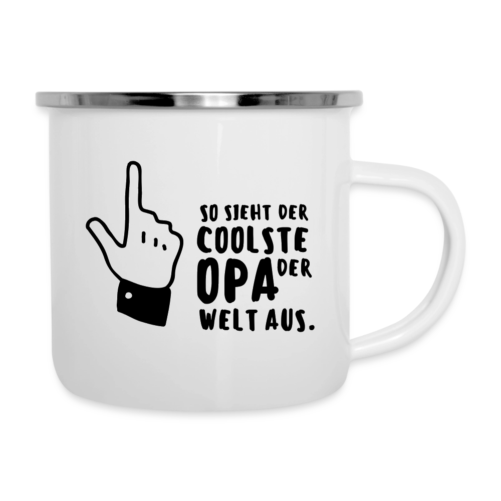 Emaille-Tasse "Coolste Opa der Welt" - Weiß