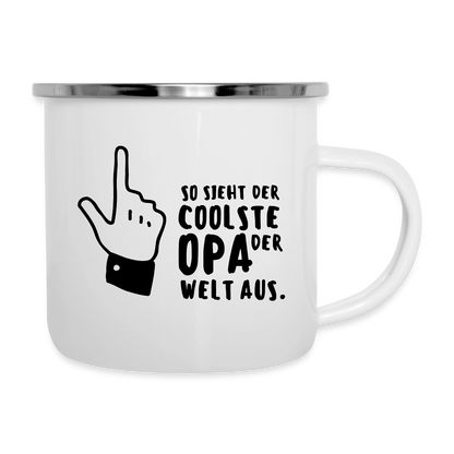 Emaille-Tasse "Coolste Opa der Welt" - Weiß