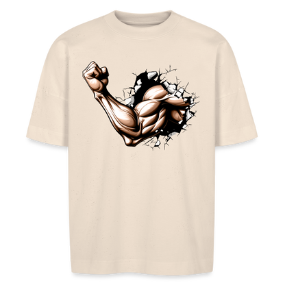 Oversize Bio-T-Shirt "Hervorkommender Bizeps" - Naturweiß