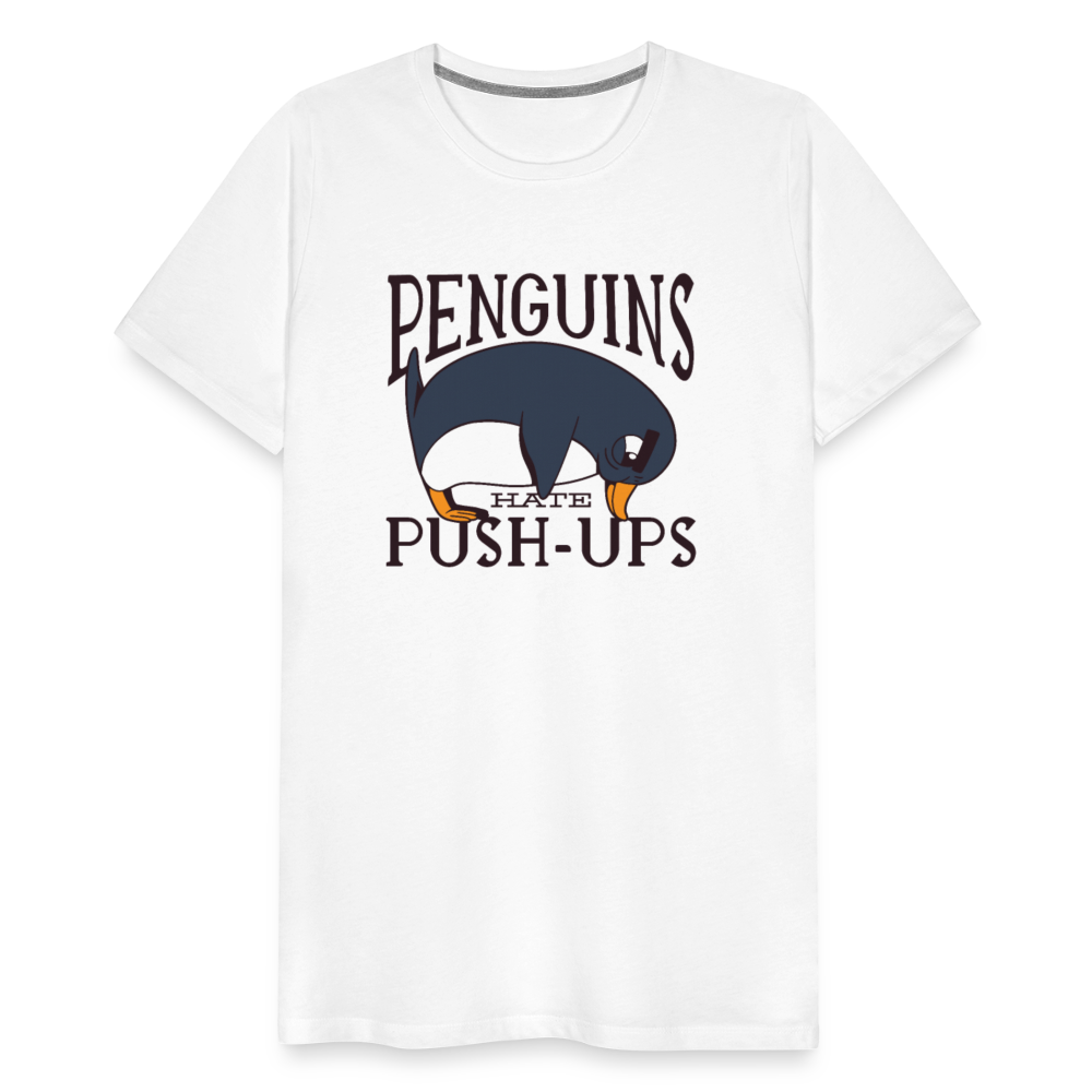 Männer Premium T-Shirt "Penguins hate Push-Ups" - Weiß