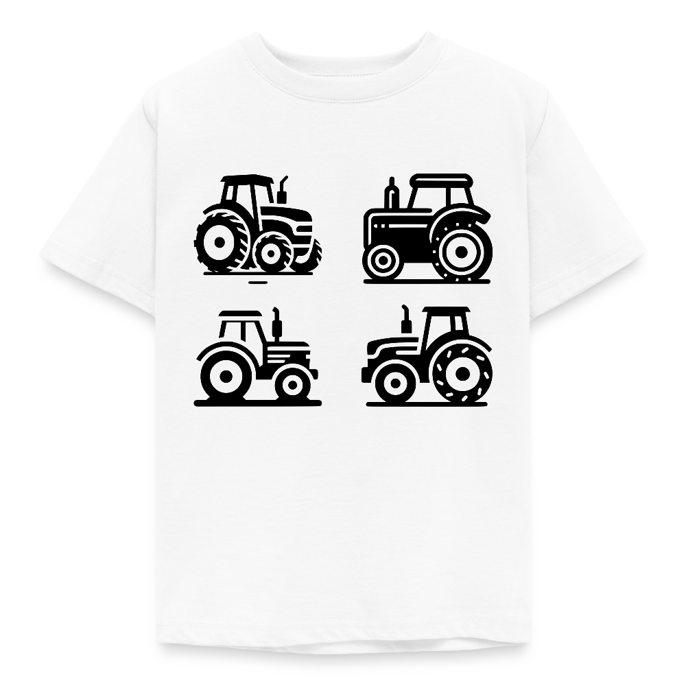 Kinder T-Shirt "4 minimalistische Traktoren" - Weiß