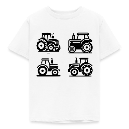 Kinder T-Shirt "4 minimalistische Traktoren" - Weiß