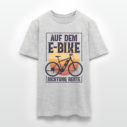 Männer T-Shirt "Auf dem E-Bike Richtung Rente" - Grau meliert