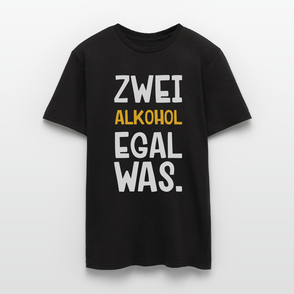 Männer T-Shirt "Zwei Alkohol egal was." - Schwarz