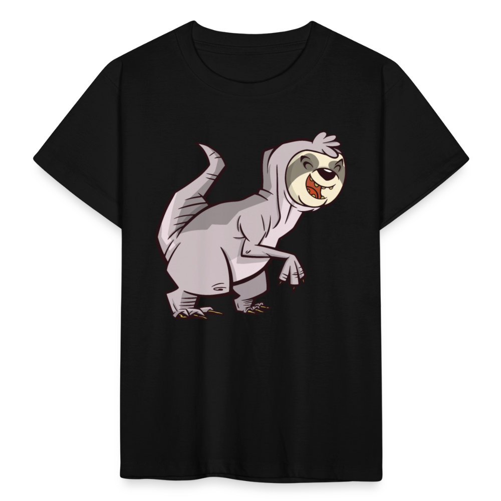 Kinder T-Shirt "Dinosaurier-Faultier" - Schwarz