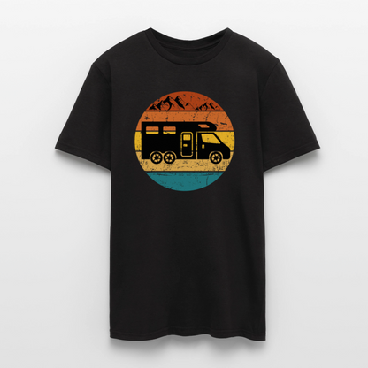 Männer T-Shirt "Wohnmobil im Retro-Stil Sonnenuntergang" - Schwarz