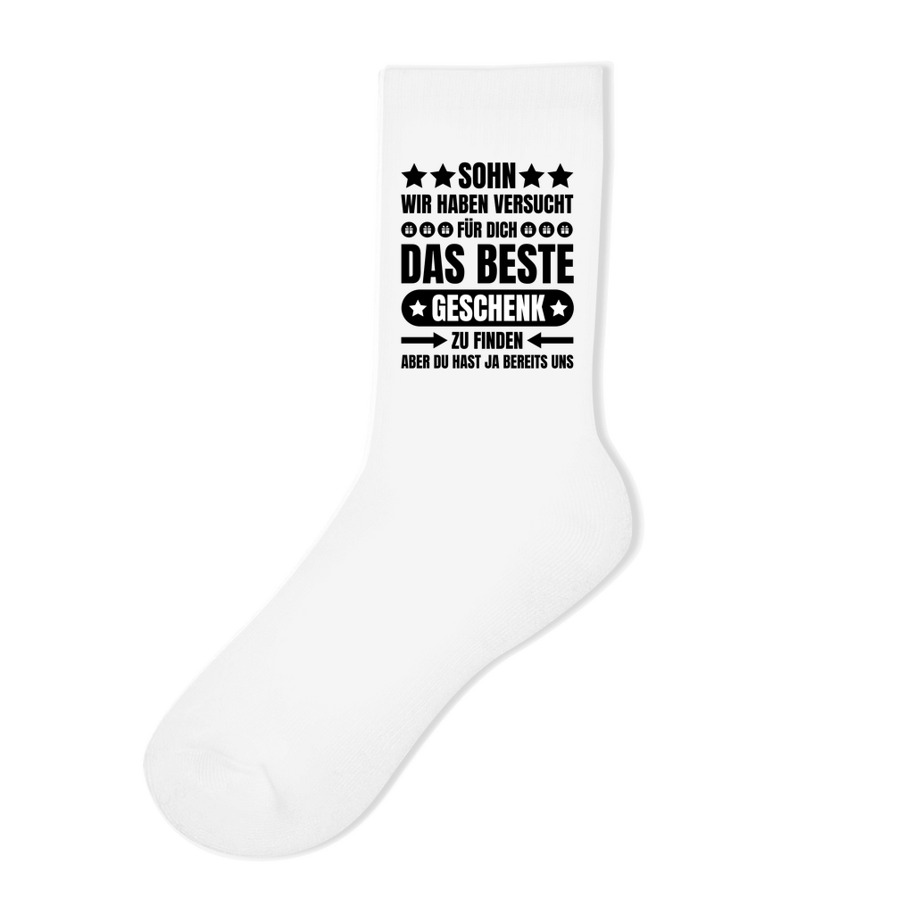 Socken "Sohn, wir haben versucht für dich ein Geschenk zu finden"